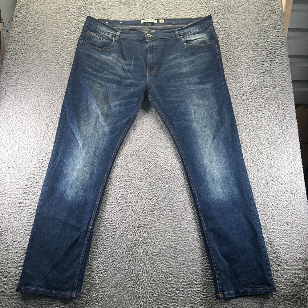 Evolution in Design Jeans Mens 44x34 Blue Cotton Denim Straight Faded Stretch